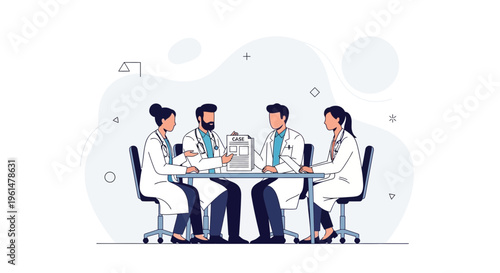 Medical Team Discussing Patient Case at Meeting Table