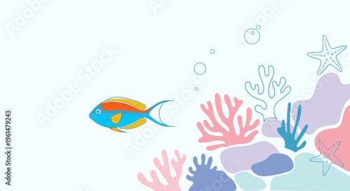 Colorful fish swimming near coral reef 3.