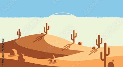Desert landscape with sand hills.