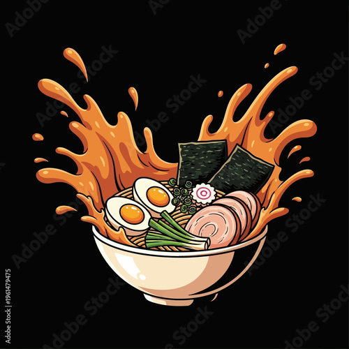 Delicious bowl of ramen noodles with ingredients.