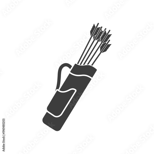 Minimalist vector illustration of an archery quiver brimming with arrows, symbolizing precision, aim, and traditional shooting sports equipment, ideal for hunting and outdoor activity designs
