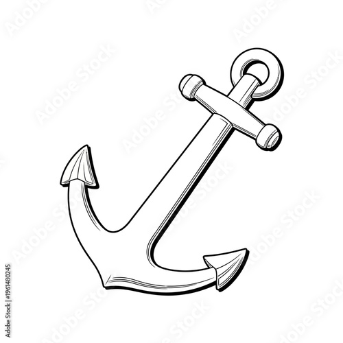 Stylized Hand-Drawn Anchor Vector Illustration, a Timeless Symbol of Stability, Hope, and Maritime Adventure