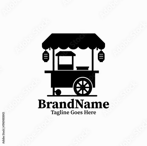 Korean Street Food Cart Pojangmacha Silhouette Icon Travel Food Logo
