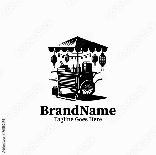 Korean Street Food Cart Pojangmacha Silhouette Icon Travel Food Logo