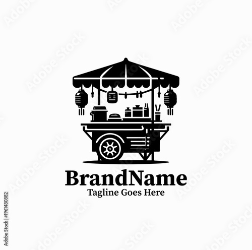 Korean Street Food Cart Pojangmacha Silhouette Icon Travel Food Logo
