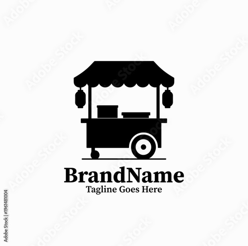 Korean Street Food Cart Pojangmacha Silhouette Icon Travel Food Logo
