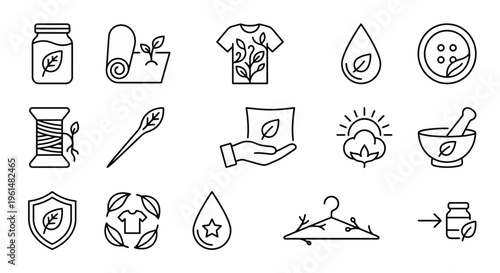 Obraz na płótnie Regenerative fashion and natural dye web icons in line style