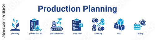 Production Planning Icon Banner and Collection