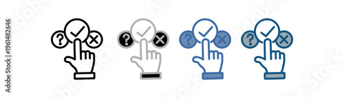 
miscellaneous icon set multiple style collection with hand design, plus sign, question mark and check mark