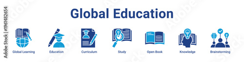 Global Education Icon Banner and Collection