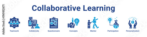Collaborative Learning Icon Banner and Collection