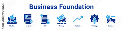 Business Foundation Icon Banner and Collection