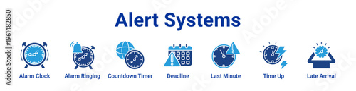 Alert Systems Icon Banner and Collection