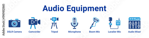 Audio Equipment Icon Banner and Collection