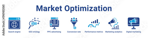 -Market Optimization Icon Banner and Collection