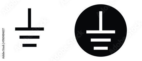 set of Electrical earth Ground icon, Electrical earth symbol  icon, Protective earth ground icon.