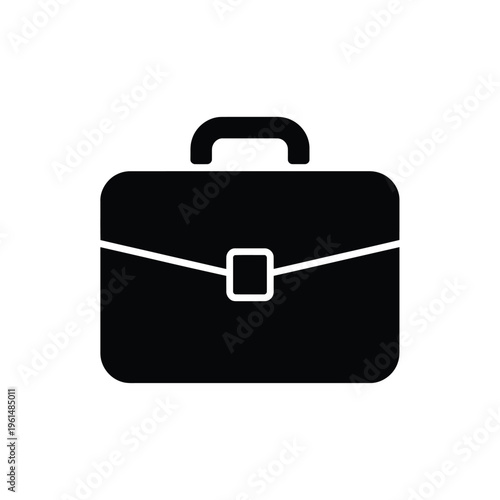 Simple black silhouette icon of a closed briefcase with a handle