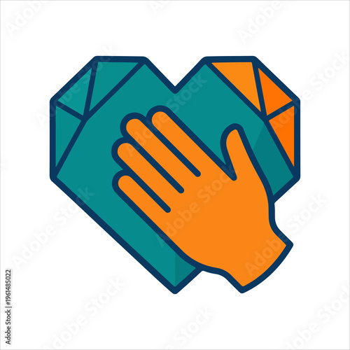 Hand cleaning a heart shape symbolizing care and hygiene.