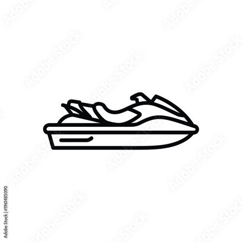 Simple black and white line drawing of a personal watercraft jet ski