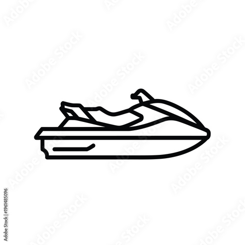 Linear illustration of a jet ski depicted in a simple black outline