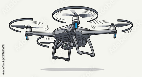 Drone flying in the air.