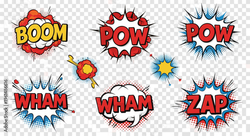 Comic book explosion sound effects.