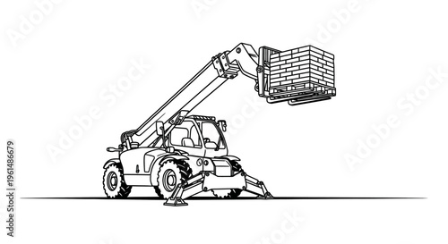 Tractor with a lifted basket.