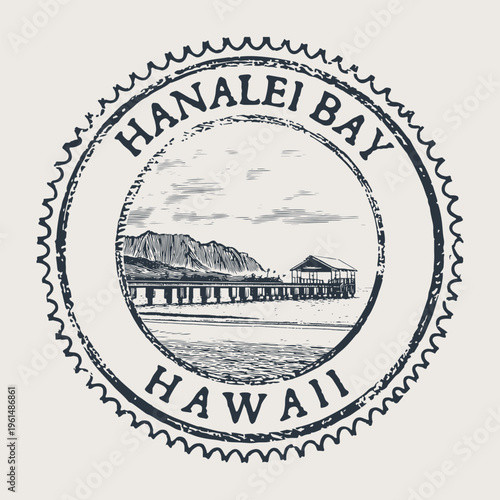 Hanalei Bay Kauai Hawaii Historic Pier North Shore Passport Cancellation Stamp Postmark