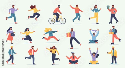 Diverse people engaging in various leisure activities.