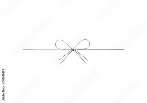 Simple metal wire bow knot isolated on a plain clean surface isolated on transparent background