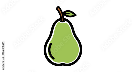 Green Pear Fruit With Leaf.