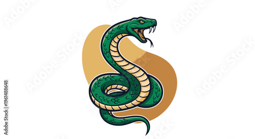Green Snake with Open Mouth.