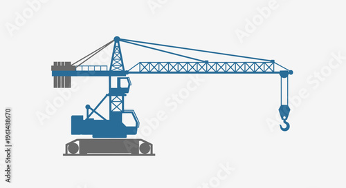 Large blue construction crane machine.