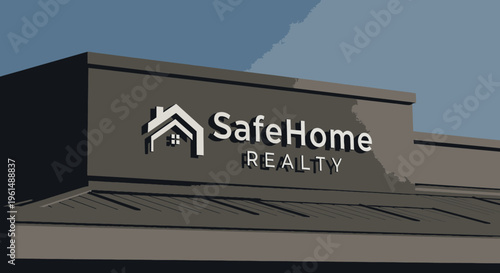 SafeHome Realty sign on building.