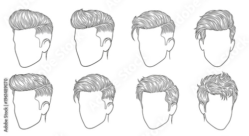 A collection of various men's hairstyles.