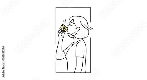Joyful woman embracing the fresh, zesty aroma of a freshly cut lemon, a moment of pure sensory