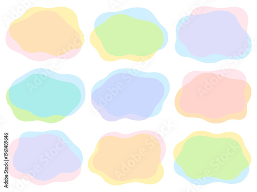 カラフルな重なった不定形のフレームセット