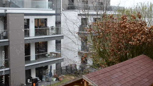 Ettelbruck, Luxembourg, March 26, 2026: Snowing in Luxembourg, winter came back in spring, newsworthy
