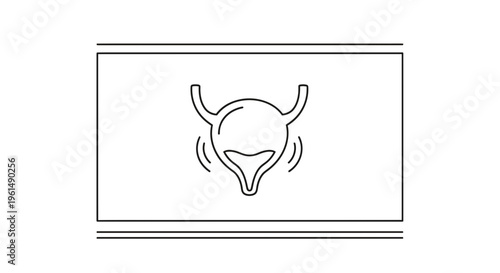 Minimalist line art illustration of human bladder indicating urinary health or discomfort issues