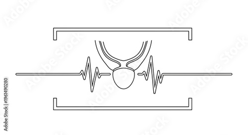 Minimalist single line drawing symbolizing urological health integrated with vital cardiac rhythm