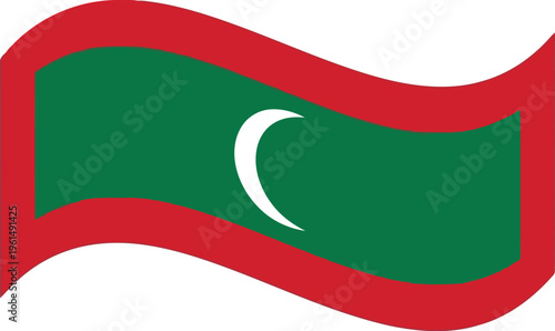 Wavy Maldives National Flag Icon Isolated on White Background for Patriotic Design and Travel Concepts