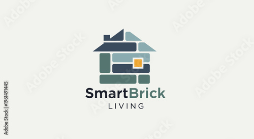 Smart Brick Living house logo design.