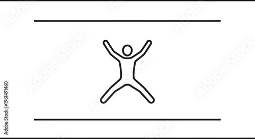 Minimalist human outline icon symbolizing joy movement and vitality in simple black and white