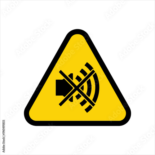 Muted speaker warning sign indicating silence or no sound allowed.