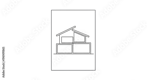 Sleek architectural outline of a modern home design with geometric angles and clean minimalist