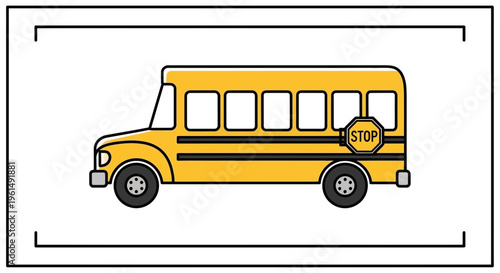 Vibrant yellow school bus illustration depicting student transportation and road safety