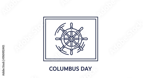 Minimalist design of an ancient ship's helm, symbolizing journey and discovery holiday