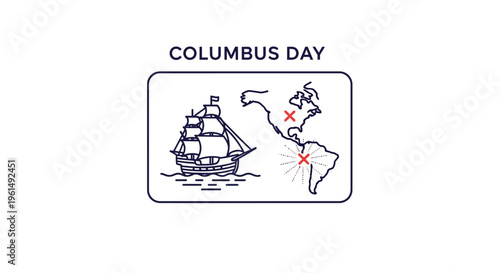 Minimalist graphic representing historical ocean exploration and continental discovery voyages