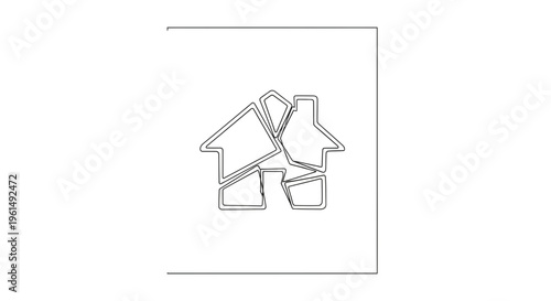 Abstract linear representation of a fragmented architectural structure symbolizing home instability