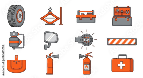 Emergency roadside repair and safety equipment.